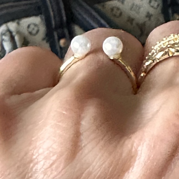 78A. Freshwater Pearl .925 Sterling Silver Vermeil Opening Adjustable Ring ONE - Picture 6 of 12